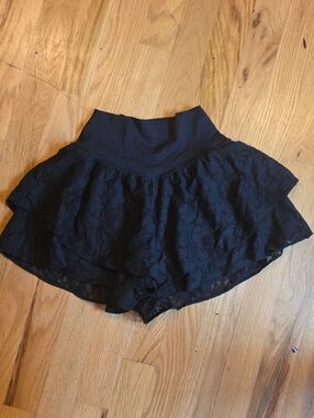Offline By Aerie Black Lace Layered Skort with High Waist